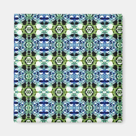 Blandning av former i blått och grönaktigt, genoms magnet