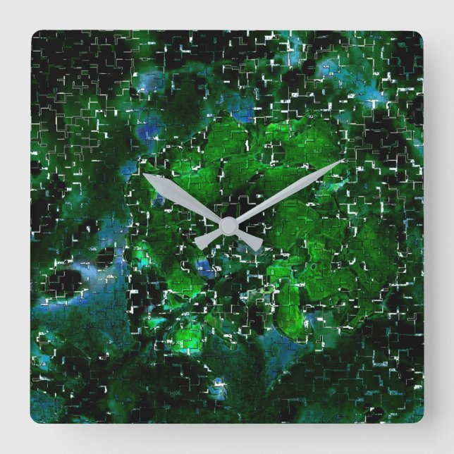 Blandning av löv av dusch och rustik grönt under m fyrkantig klocka (Framsida)