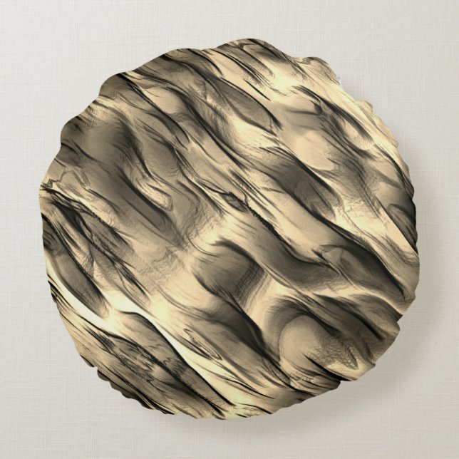 Blandning av ogenomskinlig beige och krombeige som rund kudde (Baksidan)