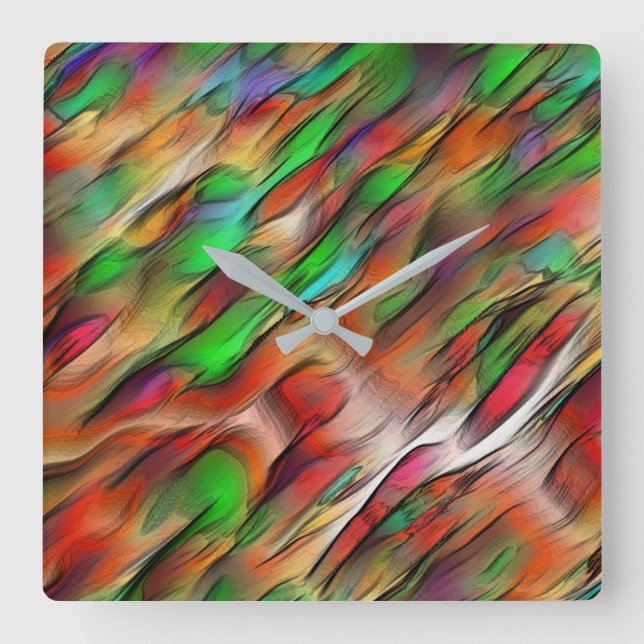 Blandning av ogenomskinliga och kromatiska färgade fyrkantig klocka (Framsida)