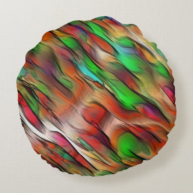 Blandning av ogenomskinliga och kromatiska färgade rund kudde (Baksidan)