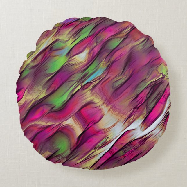 Blandning av ogenomskinliga och kromatiska gröntar rund kudde (Framsidan)