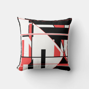 Blandning av svart rött på vit geometrisk Abstrakt Kudde