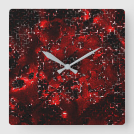 Blandning av tuggben och röda rosa under mosaik fyrkantig klocka