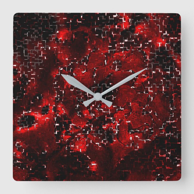 Blandning av tuggben och röda rosa under mosaik fyrkantig klocka (Framsida)