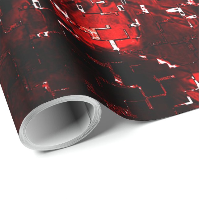 Blandning av tuggben och röda rosa under mosaik presentpapper (Rullad Hörn)