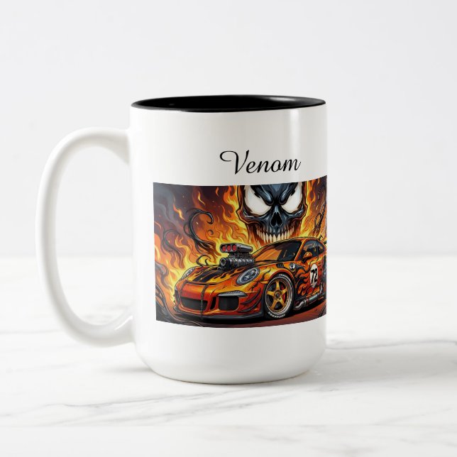 Blandning mellan venom och porsche gt3 Två-Tonad mugg (Vänster)