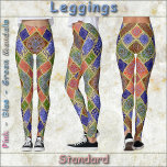 BLANDNINGAR - Rosa-Blue-Gult-Grönt-Mandala Design Leggings<br><div class="desc">En bild i skuggor av Rosa, blått, Gult och Grönt (och mer) gör dessa standardlaggar mycket färgstarka. Finns i fem kvinnostorlekar (XS, S, M, L, XL). Se beskrivningen "Om den här produkten" nedan för allmän storleksändring och produktinformation. Bilden täcker som standard hela det här benet. ► Det kan inte tas...</div>