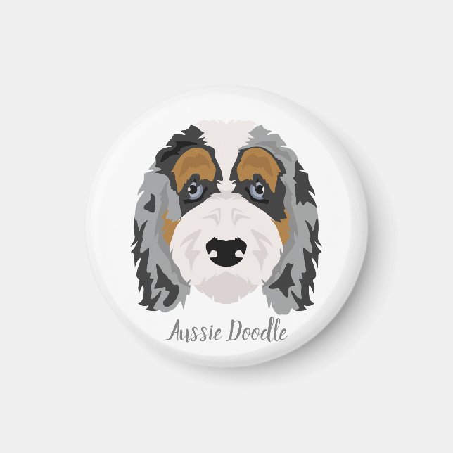 Blandningsbricka för australian shepherd Pudel Magnet (Framsidan)
