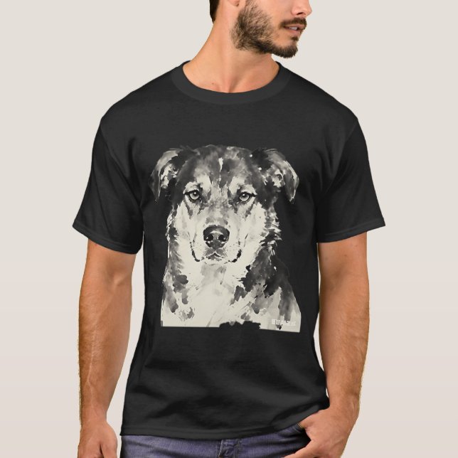 Blandras bläckkonst närbild t shirt (Framsida)