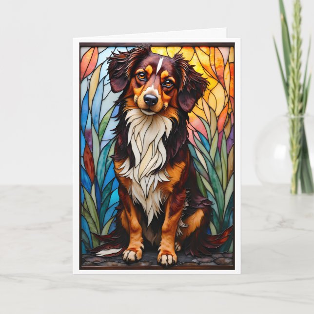 Blandras Hund i Stained Glass-stil  Kort (Framsida)