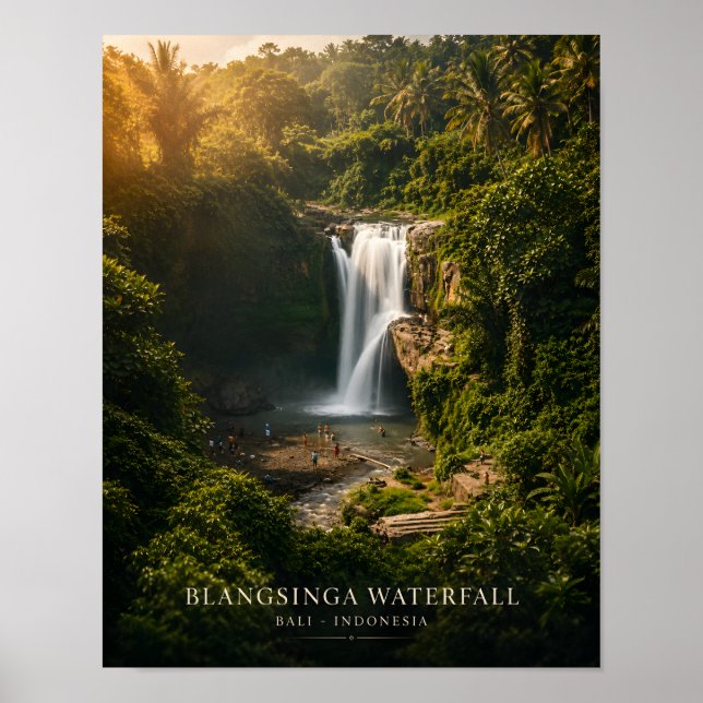 Blangsinga vattenfall Bali affisch (Framsidan)