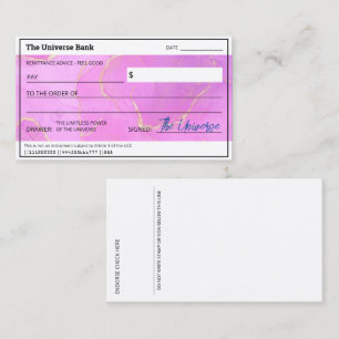 Blank Abundance Check Feminine Law of Attraktion Visitkort