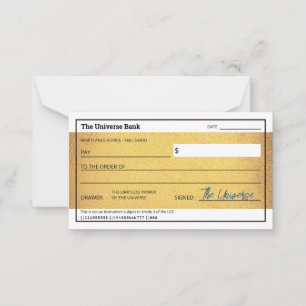 Blank Abundance Check Guld Law of Attraktion Anteckningskort
