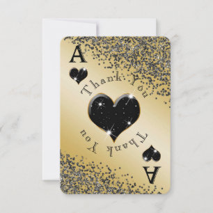Blank Ace of Hearts & Svart Glitter Tack Kort