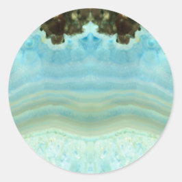 Blank Anpassningsbar Trendig Chic Blue Gemstone Fi Runt Klistermärke