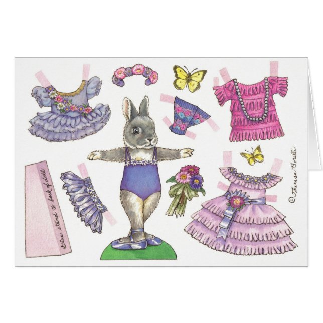 Blank Aster Ballerina Bunny Papprare doseringskort Hälsningskort (Framsidan Horizontal)