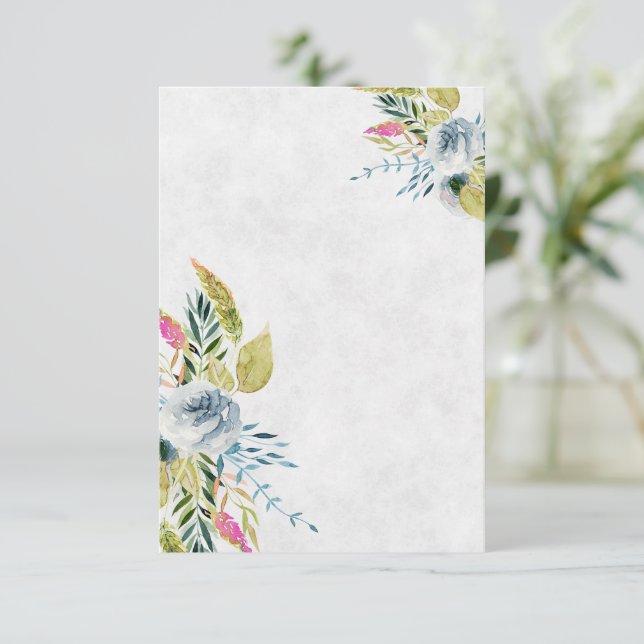 Blank Blå akvarell blommande bröllop  Inbjudningar (Stående Fram)