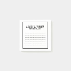 Blank Black and White Bröllop Advice och Önskemål Post-it Block