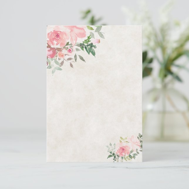 Blank Blush rosa vattenfärg blommande bröllop  Inbjudningar (Stående Fram)