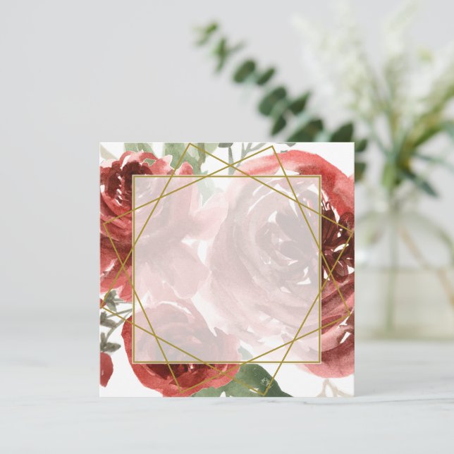 Blank bröllopsinbjudan Röd ros och guld Inbjudningar (Stående Fram)