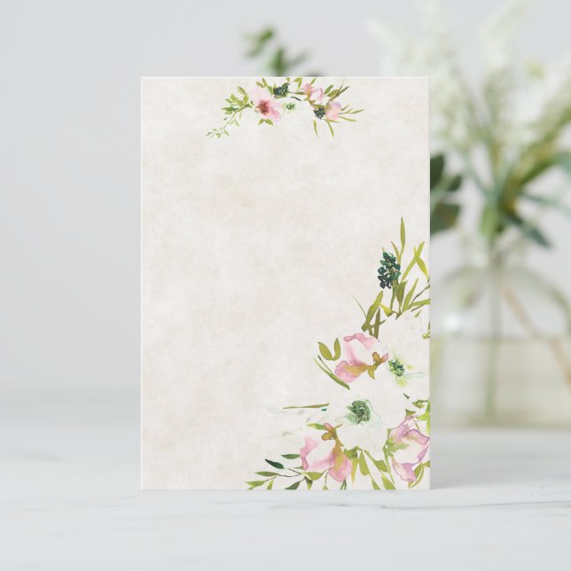 Blank budget Rosa och vit blommig bröllops-  Inbjudningar (Stående Fram)
