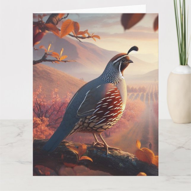 Blank California Quail Bird Art Wildlife Nature Kort (Framsida)