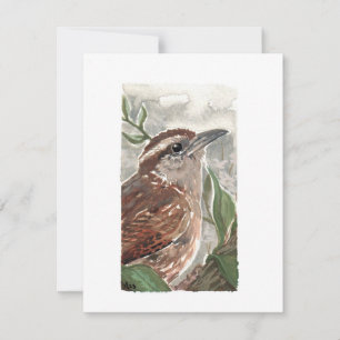 Blank - Carolina Wren Watercolor Skriv ut Julkort