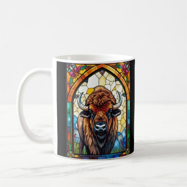 Blank Customizable  Buffalo, Bison Wildlife Animal Kaffemugg (Vänster)