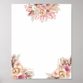 Blank DIY Modern Boho Dusty Ro Blommigt Poster