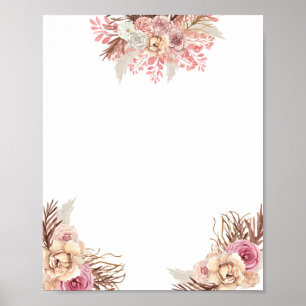 Blank DIY Modern Boho Dusty Ro Blommigt Poster