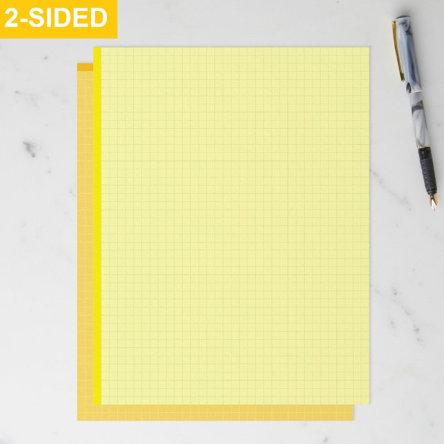 Blank estetisk gul grafpapper (rutnät) brevhuvud (yellow engineering graph paper, quad ruled paper for drafting)