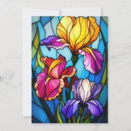 Blank Flat Greeting Card with Stain-Glass Iris  Julkort