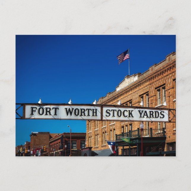 Blank Fort Worth Stockyards Texas Historic Cowtown Vykort (Framsida)