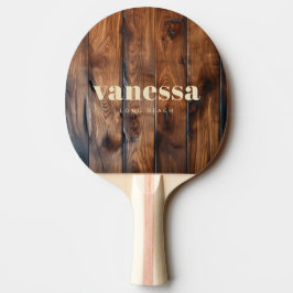 Blank Glansad Mörk Trä Minimal Modern Namn Pingisracket
