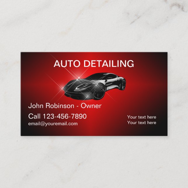Blank Glänsande Auto Detailing Moderna Affärskort Visitkort (Framsida)