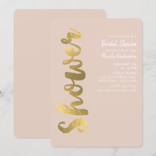 Blank glänsande guld folie beige glamourös bröllop inbjudningar