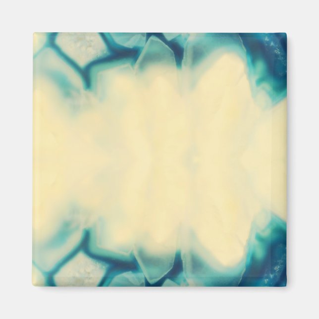 Blank gul Aqua Blue Crystal Spara datumet Magnet (Framsidan)