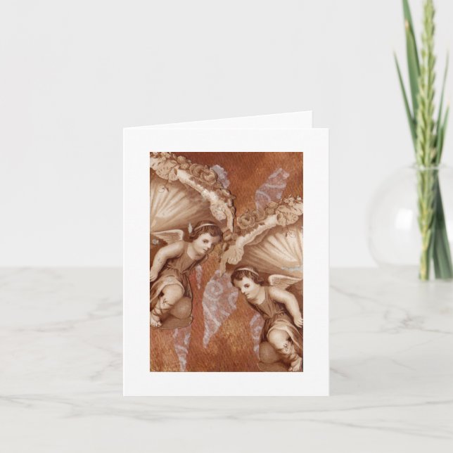 Blank Hälsning Notecard Victorian Putti Änglar Kort (Framsida)