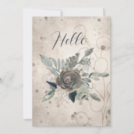 Blank Hej Sage Grönt Cream Watercolor Flowers (vat Meddelande
