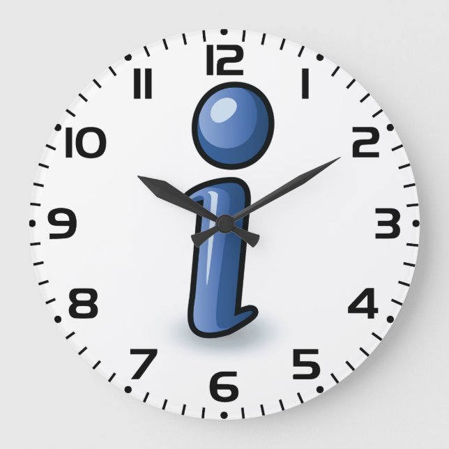 Blank informationsymbol med Glansig blå färg Stor Klocka (Framsida)