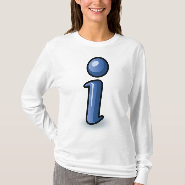 Blank informationsymbol med Glansig blå färg T Shirt (Framsida)