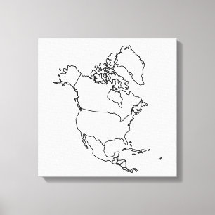 Blank Karta i Nordamerika Canvastryck