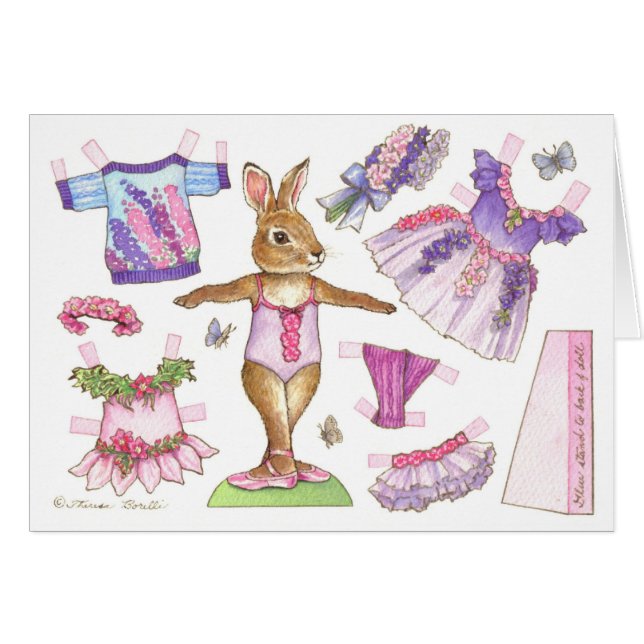 Blank Larkspur Ballerina Bunny Pappert doseringsko Hälsningskort (Framsidan Horizontal)