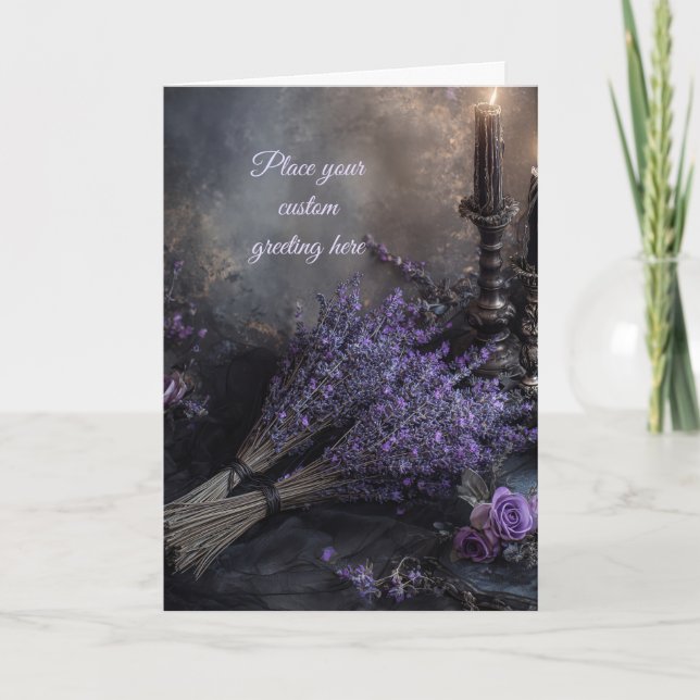 Blank Moody, Elegant Lavender Floral Editable Kort (Framsida)
