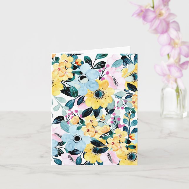 Blank Pastel Summer Flowers Notecard - Soft Blommi Kort (Orkide)
