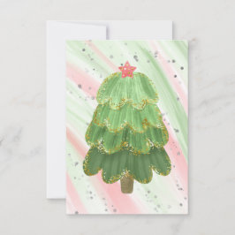 Blank Red Grönt Gnistra Modern Julgran Meddelande