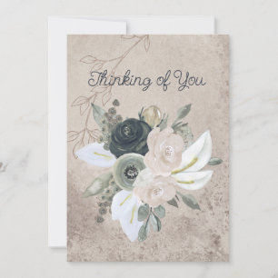 Blank Sage Grönt och Cream Watercolor Flowers Meddelande