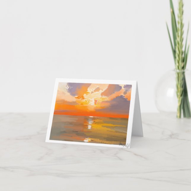 Blank Sea Skyline Card - Gorgant Sunset Art Helgkort (Framsida)