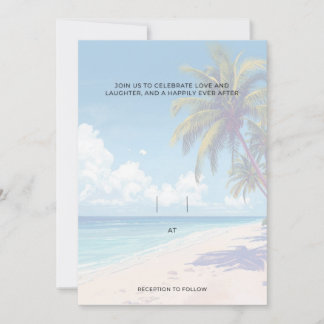 Blank Seaside Summer Blue Elegant Pretty Wedding Inbjudningar